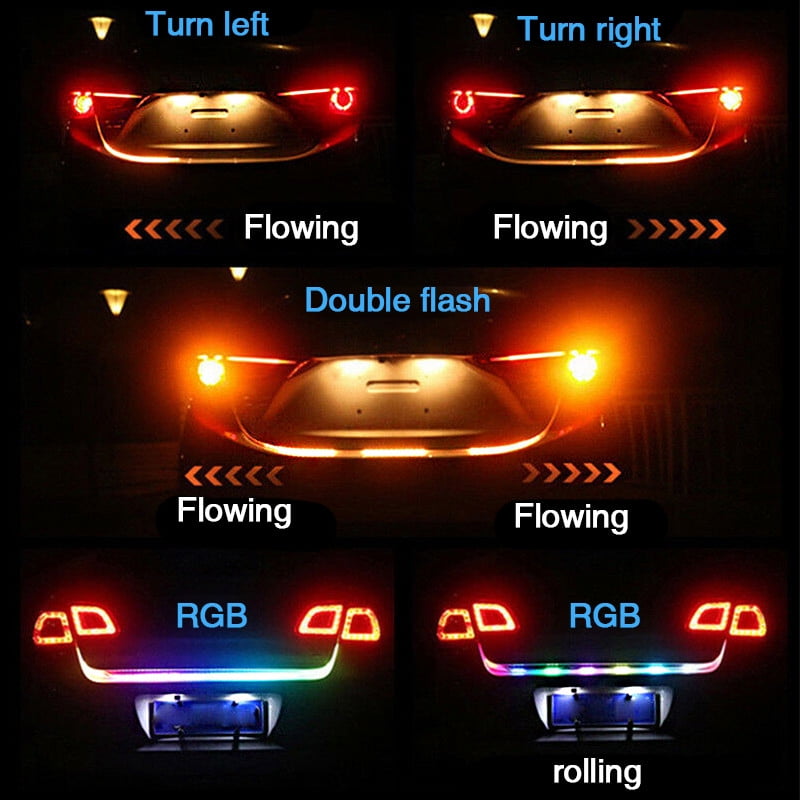 SZMAITOU 2pcs 24 Inch LED Strip Turn Signal Lights Flexible White-Red Sequential Neon Light Headlight DRL Daytime Running Lights Waterproof Decorative Replacement Car Soft Tube LED Strip