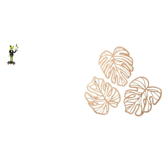 1 pieza Figura de escritorio Camarero Rana Estatua Estante Escritorio Decoración del hogar Figura decorativa creativa Resina Madera Hojas de palma Pla