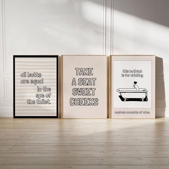 Bathroom Art Wall Decor Set 3 Unframed Paper Print 8x12