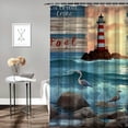 thumbnail image 2 of Orinice   Beach Shower Curtain Sets with Rugs, Toilet Lid Cover,Blue Sea Starfish Turtle Vintage Wooden Ocean Quote Words Beach Nautical Coastal Lighthouse Bathroom Shower Curtain with  60x72, 2 of 7