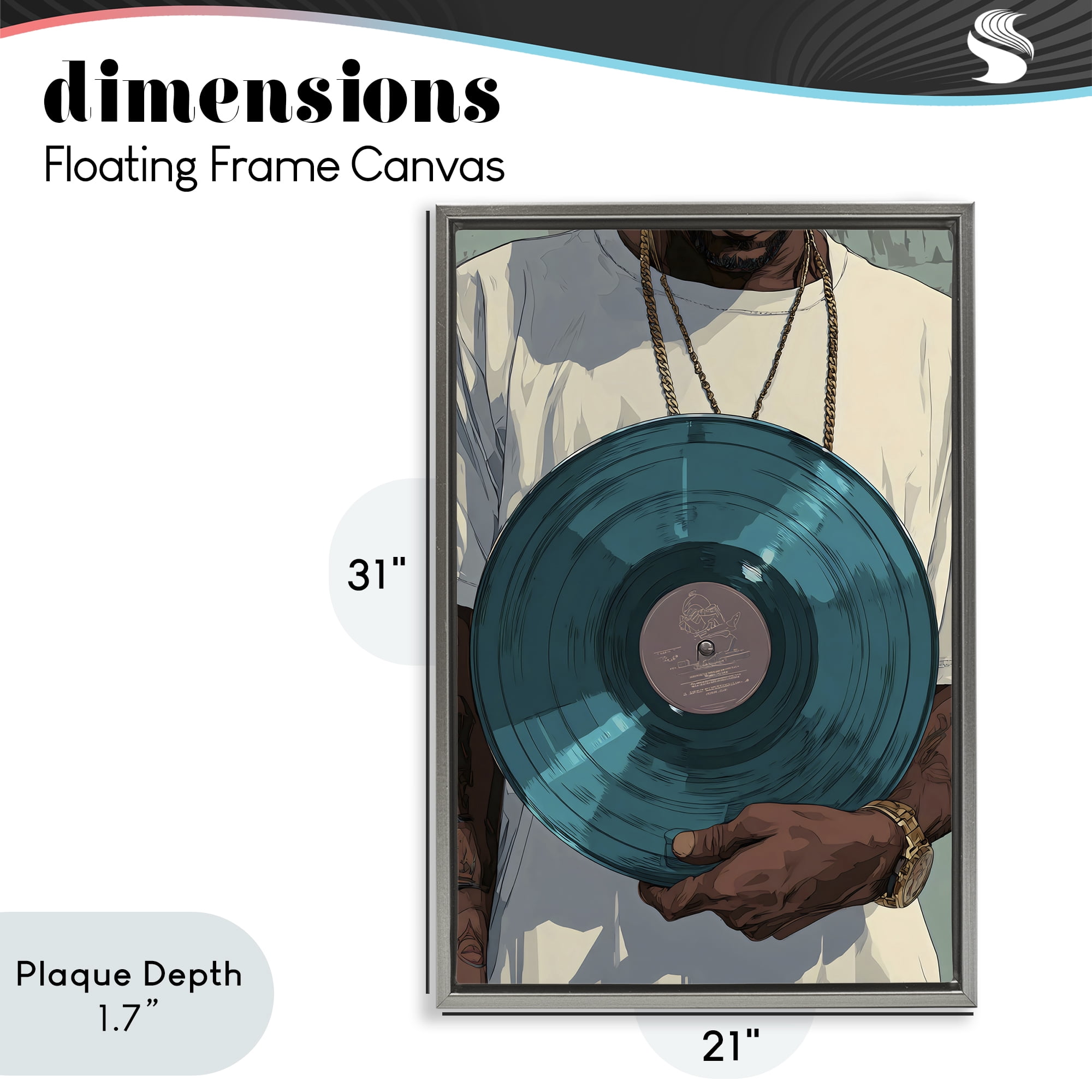Stupell Industries Musician & Blue Music Record Gray Framed Floater Canvas Wall Art, design by Franklyn Gregory