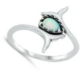 thumbnail image 4 of CHOOSE YOUR COLOR Whale Tail White Simulated Opal Bali Ring .925 Sterling Silver Band CZ Female Size 5, 4 of 4