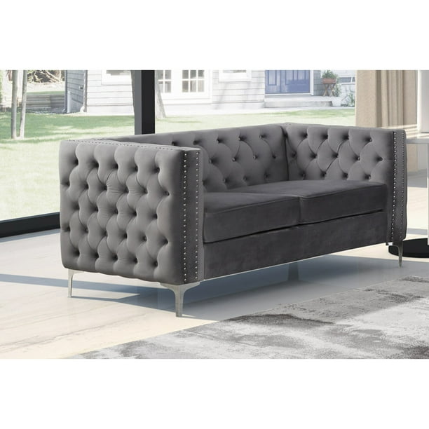 Odum 61 Velvet Tuxedo Arm Loveseat Seat Height Inches 19 H X 46 W 24 D Com Odum 61 Velvet Tuxedo Arm Loveseat, Sofa Seat Height 24 Inches