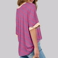 thumbnail image 4 of WCMZJ Women Stripe Print Oversized T Shirt Casual Color Block Exposed Seam High Low Pullover Blouses Crewneck Half Sleeve Tee Tops Hot Pink M, 4 of 5