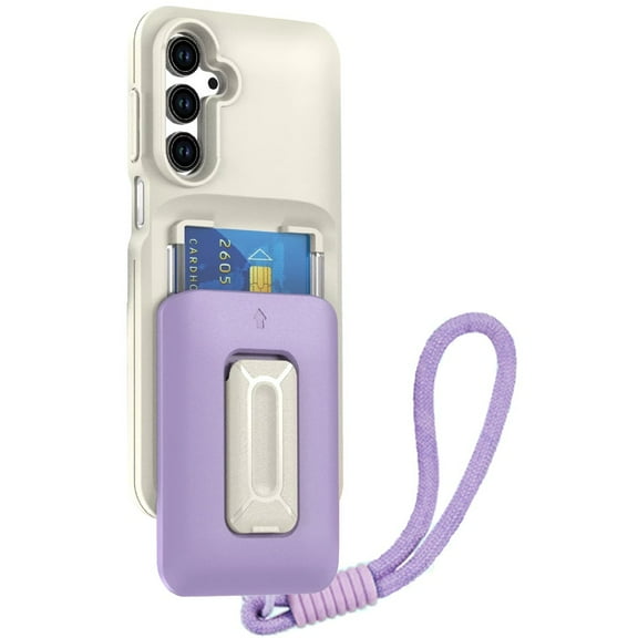 XPM for Samsung Galaxy A36 Phone Case, Wallet Case with 2- Credit Card Holder, Wrist Strap & Kickstand Hybrid Shockproof TPU Cover for Galaxy A36 5G (Beige / Purple)
