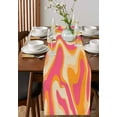 thumbnail image 4 of Pink Orange Table Runner-Cotton Linen- 60 Inch Holiday Dresser Scarves, Boho Colorful Rainbow Abstract Tie Dye Tablerunner for Kitchen Coffee/Dining Bedroom Home Living Room Dinner Scarf Décor 13x60, 4 of 9