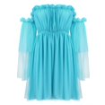 thumbnail image 4 of 2022 Robe en Maille à Volants Épaules Dénudées Taille Haute pour Femmes - Polyester, Décontractée/mariage, Toutes Saisons, 4 of 6
