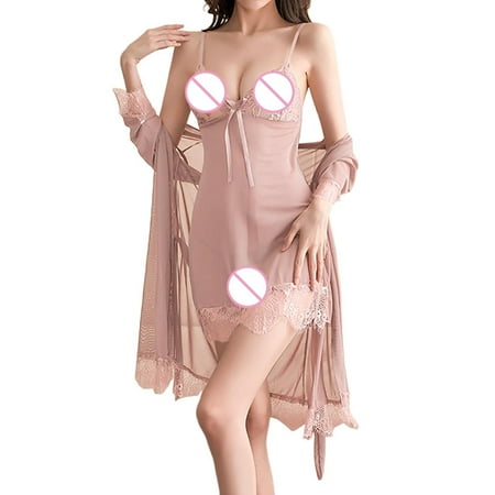 Women s Nightgowns & Sleepshirts Babydoll Dress Pink Lingerie For Women Lace Chemise Sleepwear Sexy Summer Outfits For Women
