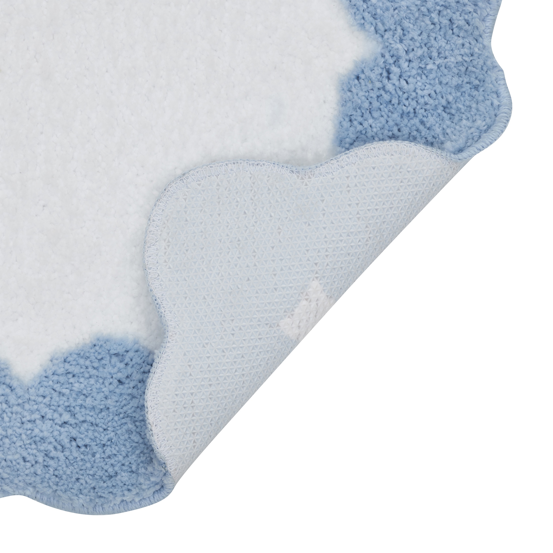 VCNY Home Blue/White Dotted Edge Tufted Bath Rug, 18" x 27"