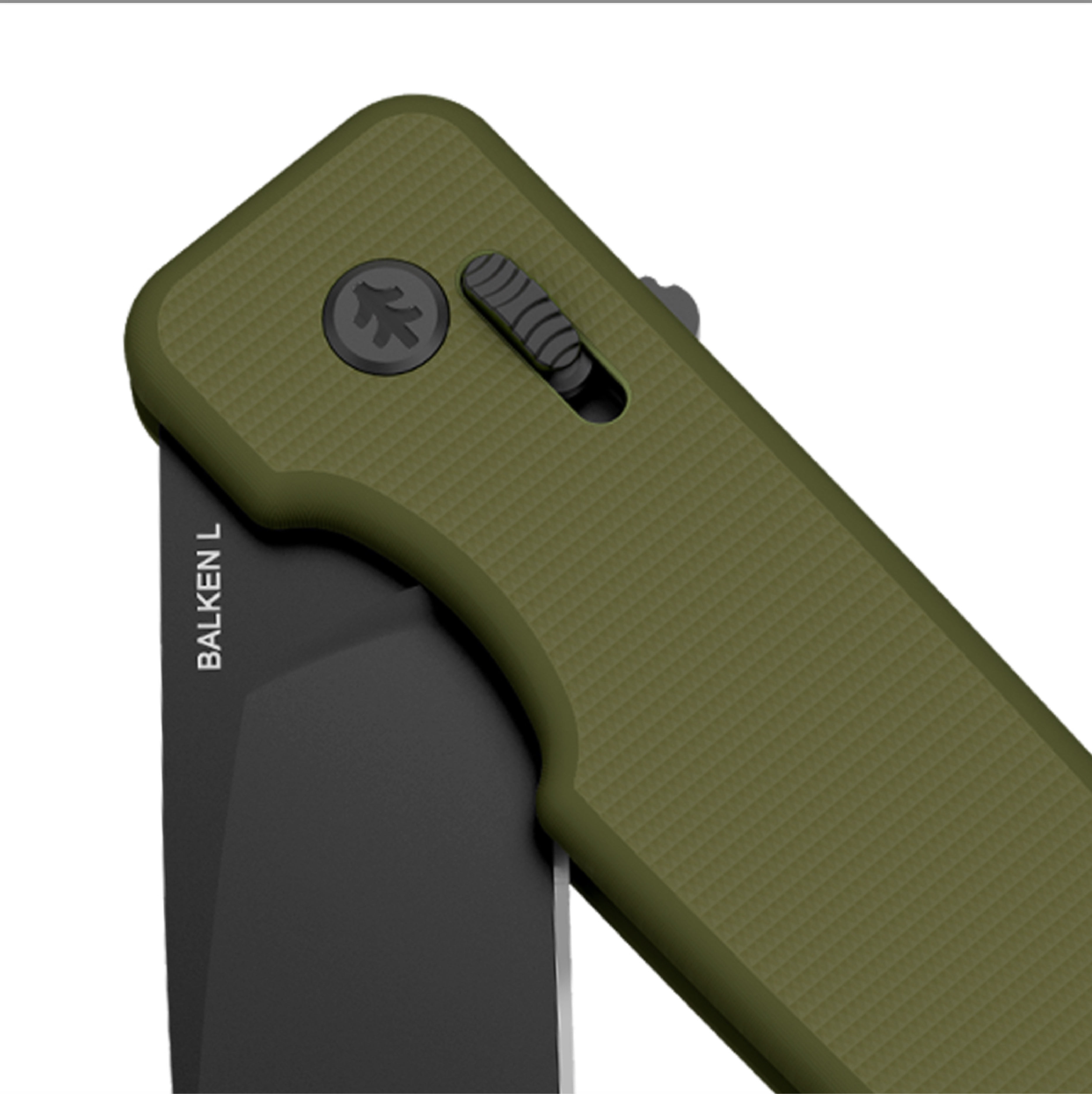 Swiss Tech Balken L Folding Knife, 14C28N Steel, Olive G-10 Handle, EDC Crossbar Lock