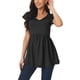 thumbnail image 1 of INSPIRAR CHIC Blusas de Mujer T Shirt con Volantes de Manga Corta Fluidas Ocultan Barriga Top Babydoll V Cuello S Negro, 1 of 5