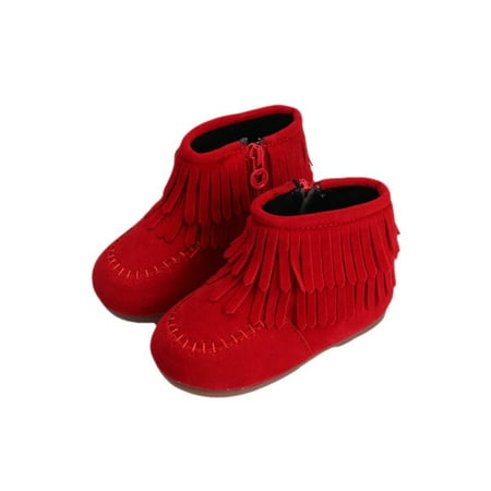 

Zodanni Girls Nonslip Shoes Casual Lightweight Plush Lining Winter Warm Boot Comfort Zip Up Booties Red 6.5C