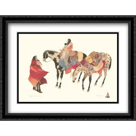 FrameToWall - Leaving Winter's Camp 2x Matted 40x28 Large Black Ornate Framed Art Print by Carol Grigg