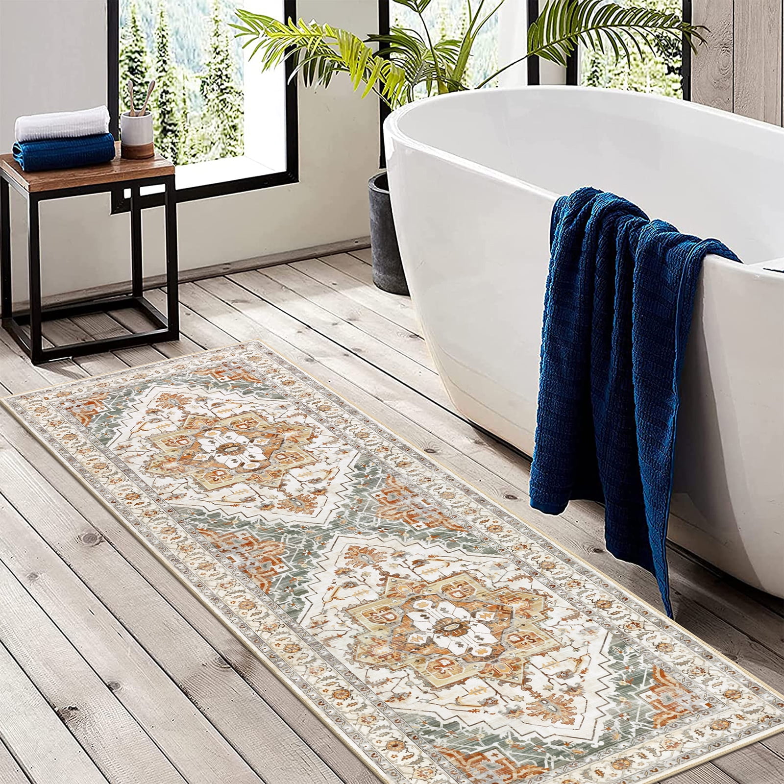 Ileading 2' x 6' Boho Runner Rugs Washable Area Rug Carpet Non Slip Runner Rug for Home Decor Entryway Hallway Bedroom