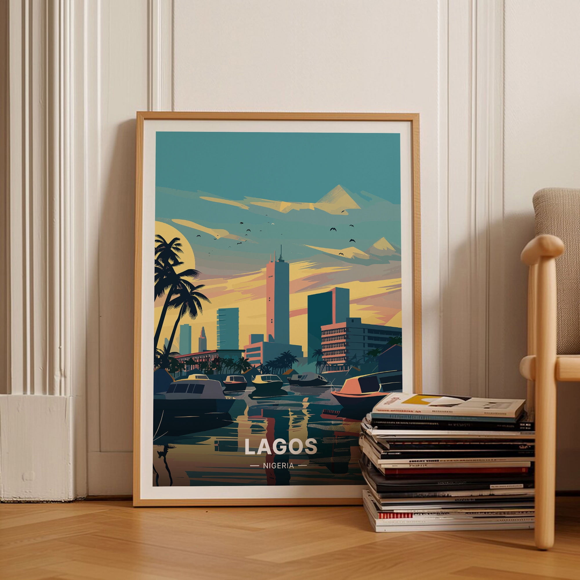 Lagos Nigeria Travel Retro Cityscape C20-1721 Decorative Wall Art Poster , Poster Print Only