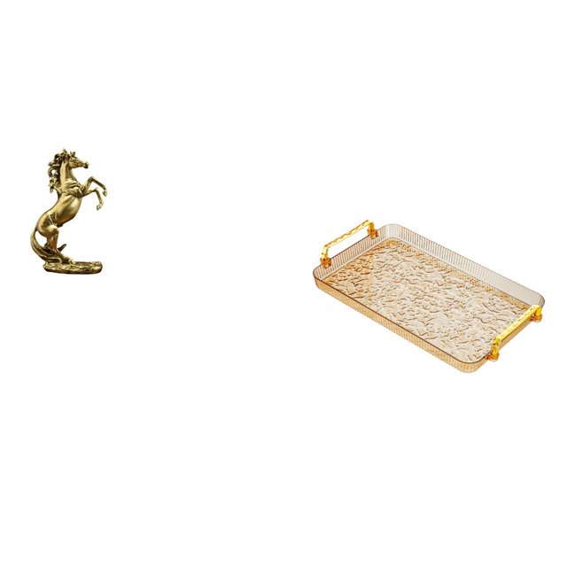 Estatua del caballo,Estatua de caballo de pie hecha a mano de resina de cafetería,Bandeja para servir,Bandeja de cocina rectangular con asa,Bandeja de almacenamiento Plato para servir Tocador