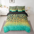thumbnail image 2 of Homewish Gold Green Cheetah Print Bedding Comforter Set 7pcs, Bling Fashion Abstract King Bedding Sets, Teens Kids Adult Reversible Bed Sheets, Luxury Bedroom Decor, 2 of 7