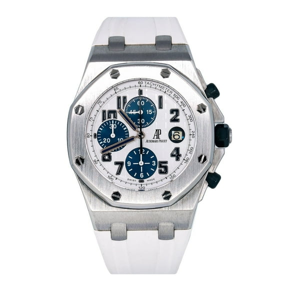 Pre-Owned Audemars Piguet Royal Oak Offshore Chronograph 26170ST White Dial With Rubber Bracelet
