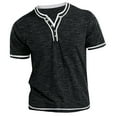 thumbnail image 2 of VERUGU Henley Shirts for Men Top Shirt Slim Short Sleeve Lapel Casual Sports Bottom Shirt T-shirt Top Black S, 2 of 6