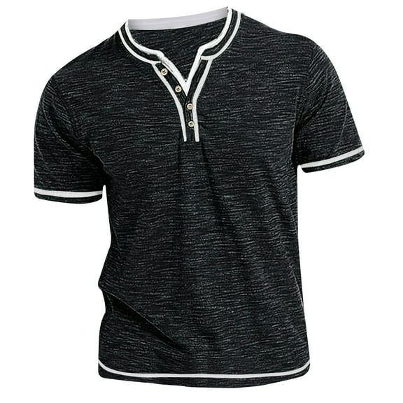 bnaln Mens Classic Henley Shirts Short Sleeve V Neck T-Shirt Casual Soft Shirt Summer Daily T-Shirts Polos Shirts