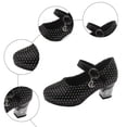 thumbnail image 5 of Staki Pearl Shoes Girls Dress Shoes Mary Jane Wedding Party Heel Glitter Bow Princess Flower Shoes for Kid Toddler Black,1.5 Big Kid, 5 of 8