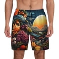 thumbnail image 3 of Uemuo Sunset Floral Fantasy Landscape Pattern Mens Swim Trunks Quick Dry Board Shorts with Mesh Lining, Stretch Beach Shorts Quick Dry No-Chafing Board Shorts-, 3 of 9