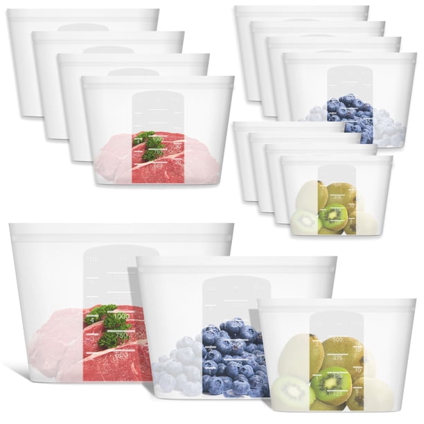 Bolsa de almacenamiento reutilizable Annaklin, paquete de 12 unidades, 100% silicona