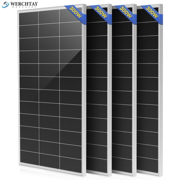 WERCHTAY 4 PACK 300 Watt Solar Panel 18BB N-Type Monocrystalline Solar Panels 25% High Efficiency for RV Home Rooftop Power Station Off Grid Systems