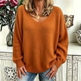 thumbnail image 2 of Wenini 2026 Women's V Neck Loose Long Sleeve Knit Pullover Sweater Fall Trendy Casual Sweater Top, 2 of 7