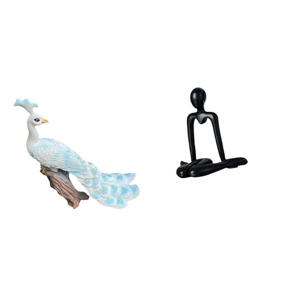 Estatua del pavo real,Estatua de pavo real,adorno de escritorio creativo y divertido,Figura de escritorio,Escultura abstracta de pensador para decoración de oficina y hogar.,Figura decorativa