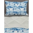 thumbnail image 3 of Northwoods Comforter & Sham Bedding Set, Snowy Mountains and Fir Forest Winter Adventure Pastoral Landscape, 3 pcs Duvet Set Microfiber Filling Quilt, 5 Sizes, Pale Blue White Blue, by Ambesonne, 3 of 4