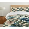 thumbnail image 4 of Ambesonne Flowers Duvet Cover Set, Faded Effect Blooms Print, Calking, Eggshell Soft Blue, 4 of 4