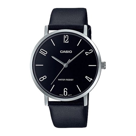 CASIO GENERAL MTP-VT01L-1B2 BLACK LEATHER BAND MEN WATCH