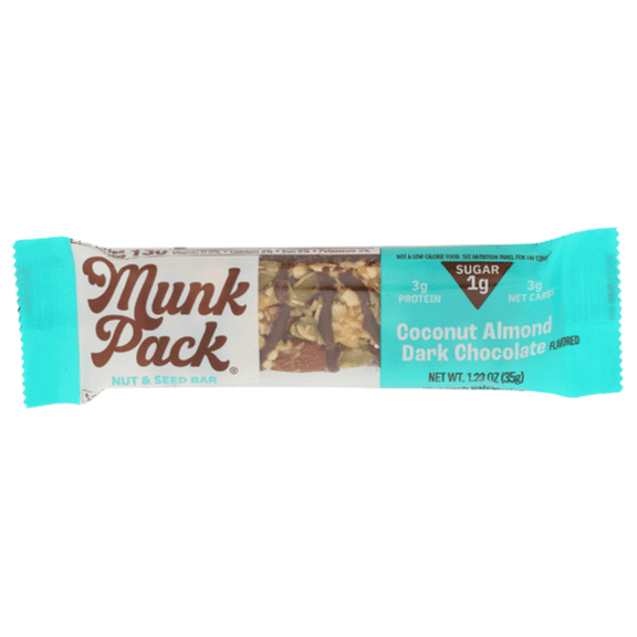Munk Pack Coconut Almond Dark Chocolate Nut & Seed Keto Bar 1.23 oz - Pack of 3