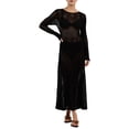 thumbnail image 4 of xiaxaixu Robe à Manches Longues pour Femmes, Tricotée, Découpes, Transparente, Longue, Robe de Soirée pour Plage, Boîte de Nuit, Mode Urbaine, 4 of 6