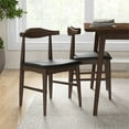 thumbnail image 4 of Allora 29.3"H Mid Century Faux Leather Dining Chair in Black/Walnut (Set of 2), 4 of 7