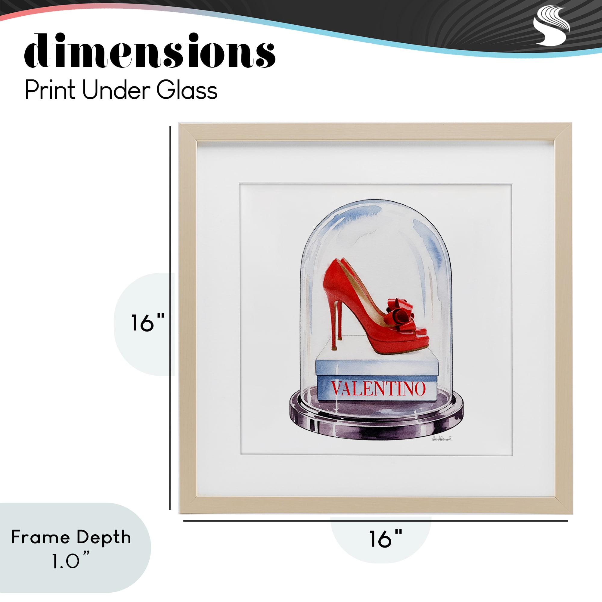 Stupell Industries Red Heels in Bell Jar Birch Framed Print Under Glass, design by Amanda Greenwood