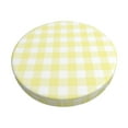 thumbnail image 2 of Lsque Lemon Yellow Checkboard Round Bar chair cushion covers Velvet Fabric Premium Comfort Protects from Scratches and Stains for 14-17 Inch Chair- 13 inch, 2 of 7