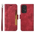 thumbnail image 2 of for Samsung Galaxy A53 5G Flip Case, Slide Card Pocket Premium PU Leather Folio Flip with Design Card Slots Wrist Strap Shockproof Kickstand Magnetic Protective Cover for Samsung A53 5G, Red, 2 of 15