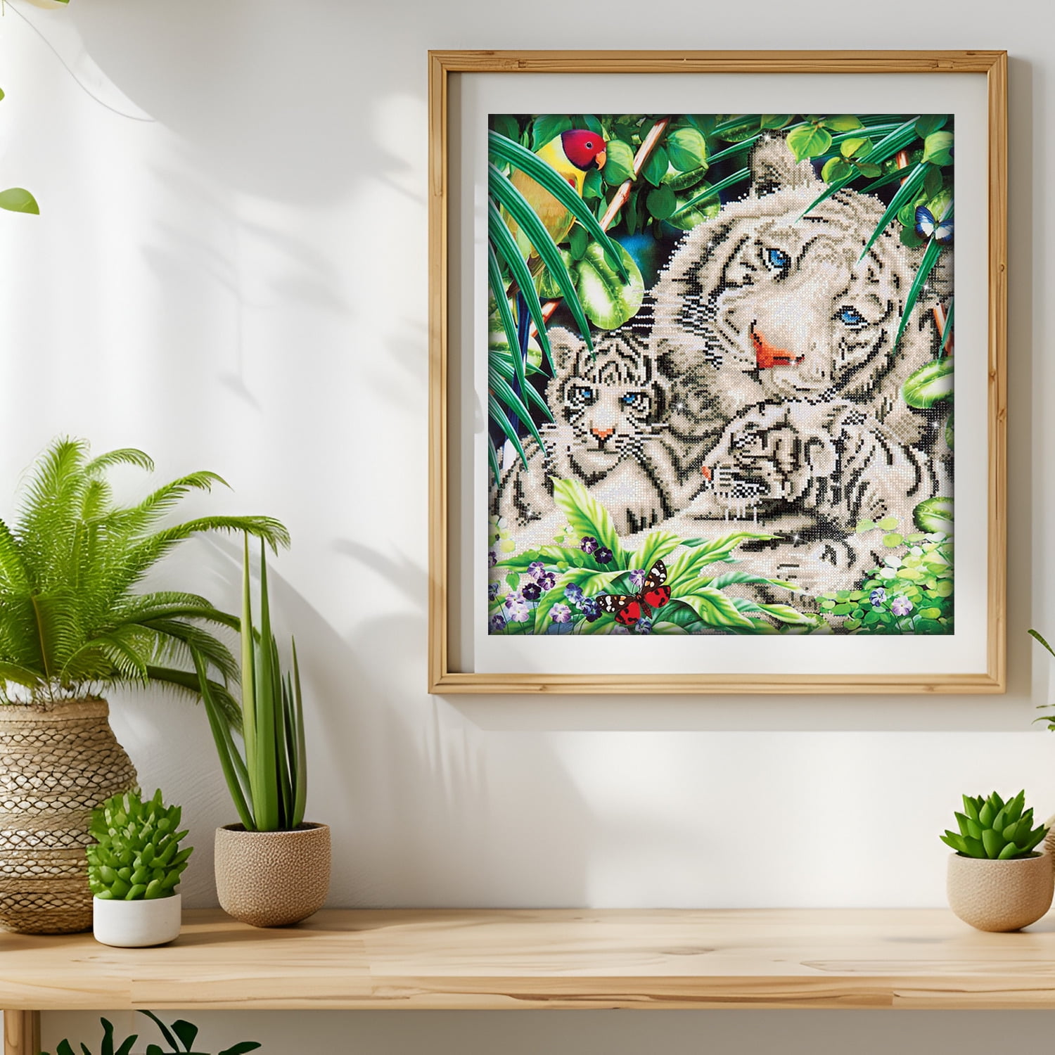 Diamond Dotz White Tiger & Cubs Animal Diamond Painting Kits for Adults - Diamond Art Kits a Relaxing Creative Craft Kit with Dotz Gems  20.5"x20.5"