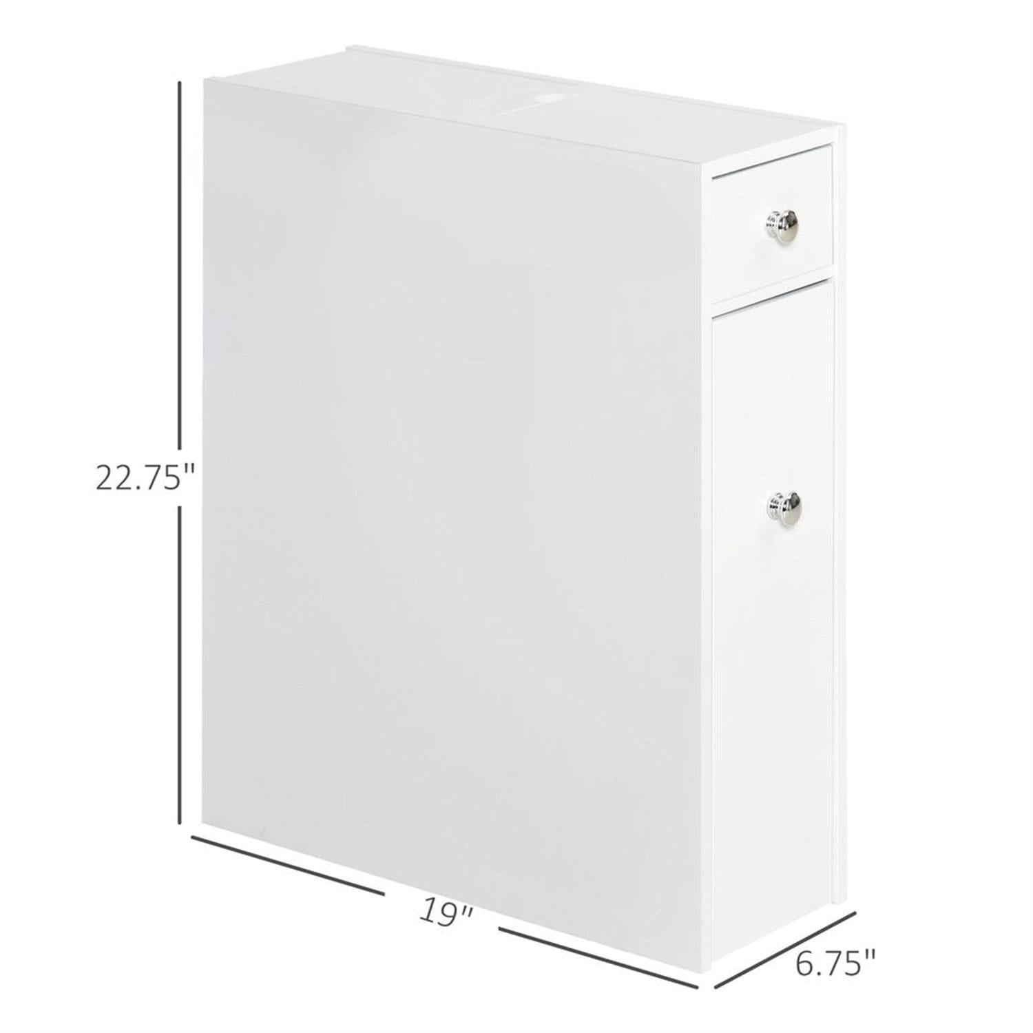 Demi Bonn Bathroom Floor Storage Cabinet, Bathroom Storage Unit, Freestanding Narrow Side Cabinet, Bath Toilet Paper Holder with Drawers, White