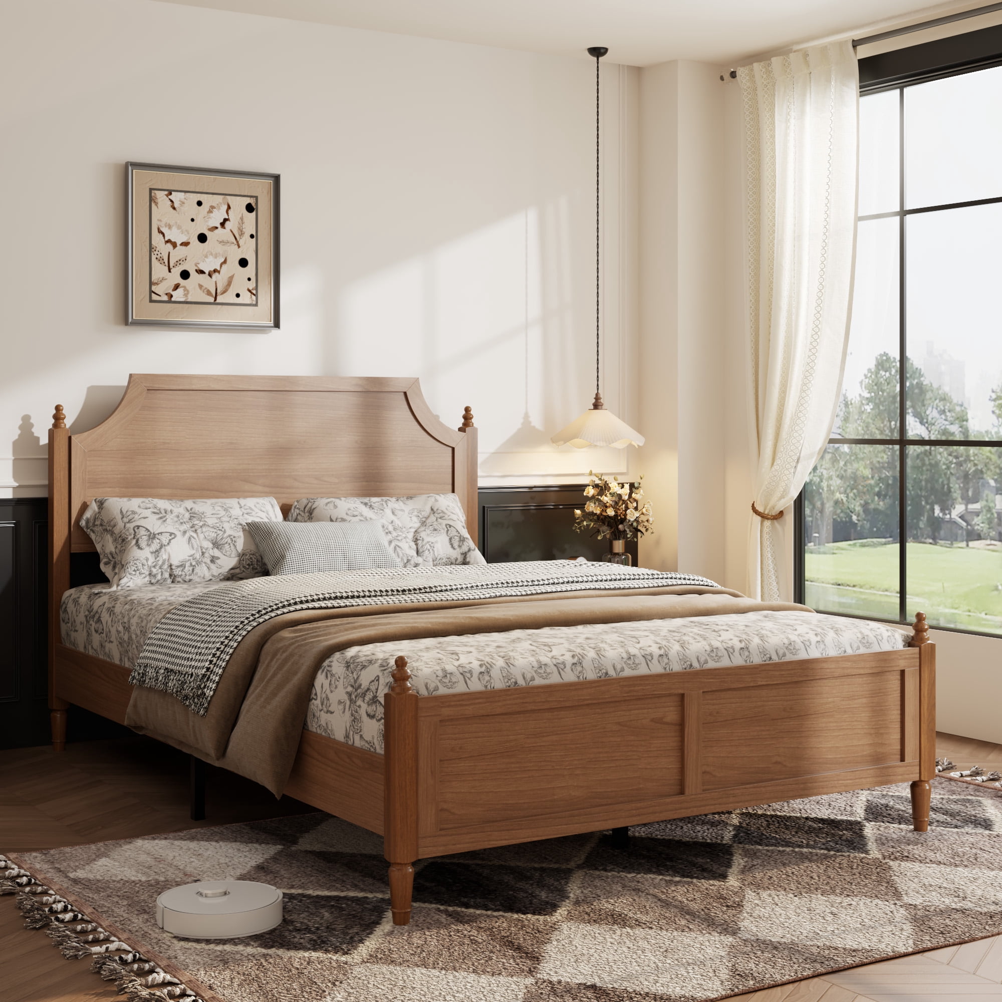 Full Size Platform Bed Frame with Headboard and Footboard, No Box Spring Needed Modern Farmhouse Bed and Mattress Foundation for Bedroom, Dark Brown