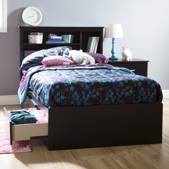 South Shore Step One Twin Mates Bed with 3 Drawers, in Pure Black