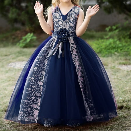 

Aayomet Girls Dresses Girls Dress Princess Dress Sleeveless Long Dress Flower Girl Wedding Dress Model Catwalk Piano A 4-5 Years