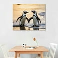 thumbnail image 2 of PRATYUS  Modern Wild Animal Painting Canvas Prints African Penguin On The Sandy Beach Picture Wall Art for Home Decor Artwork 20x16 Inch, 2 of 3