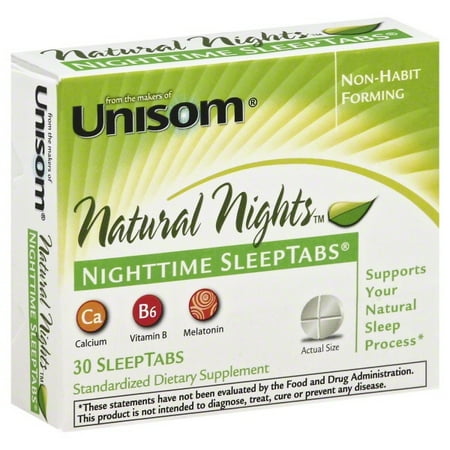 Unisom Natural Nights Nighttime Sleeptabs, 30 Count