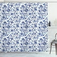 thumbnail image 1 of Ambesonne Blue Shower Curtain, Modern Flowers Leaves Buds, 69"Wx75"L, Pale Blue Navy Blue, 1 of 3