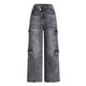 thumbnail image 2 of WILLBEST Pantalones Mujer Pantalones Vaqueros Cargo para Niñas, Desgastados, Lavados, Con Múltiples Bolsillos, Holgados, Cómodos, de Verano, para Adolescentes, Ropa Informal. 10-11 Years, 2 of 8
