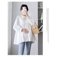 thumbnail image 7 of New Pregnant Women Blouse Cotton Long Sleeves Loose Big Belly Maternity Women Blouse (Blue,XL), 7 of 7