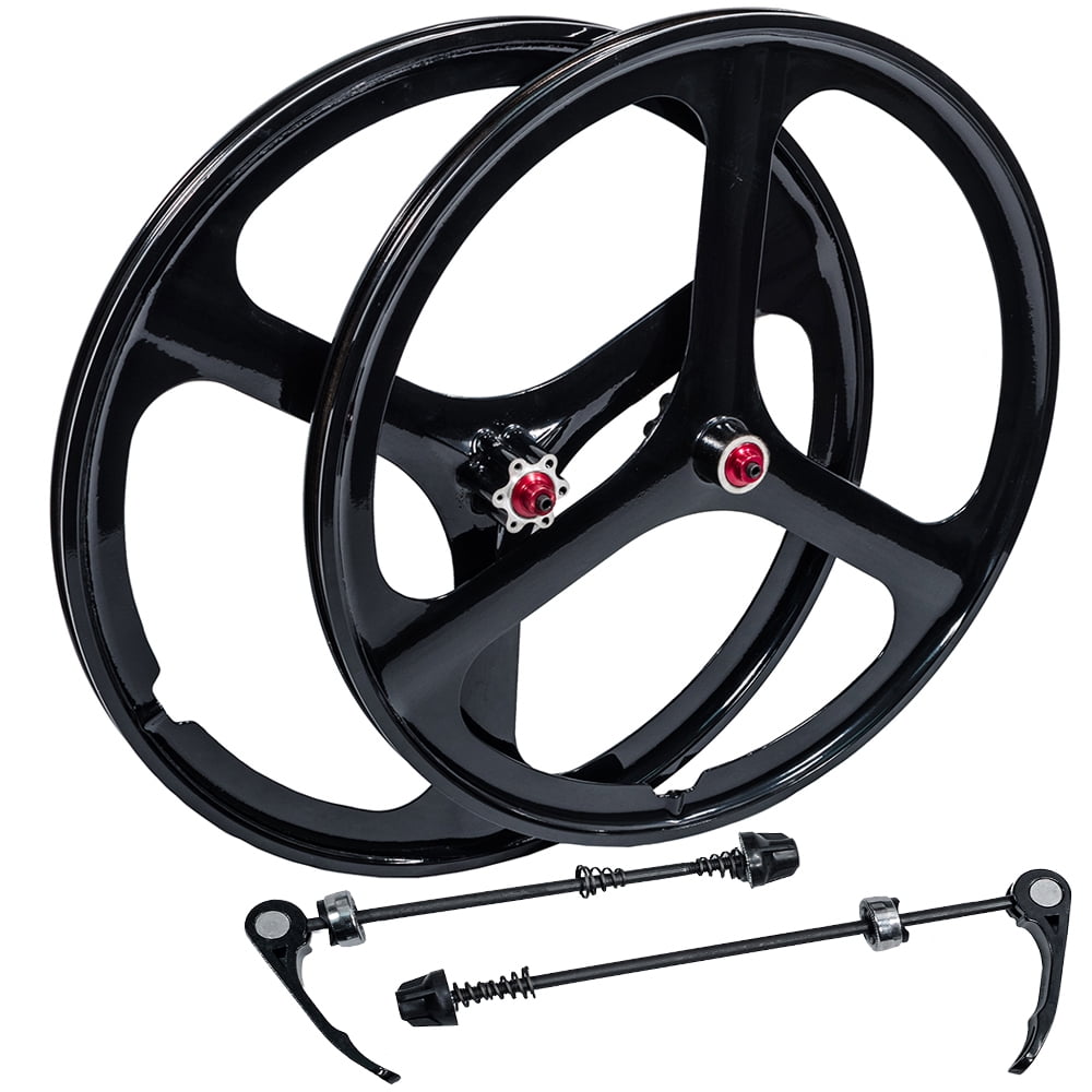 26 In MTB Bike Mag Magnesium Wheels 3-Spoke Set Rim Wheelset for 6/7 Gears 
